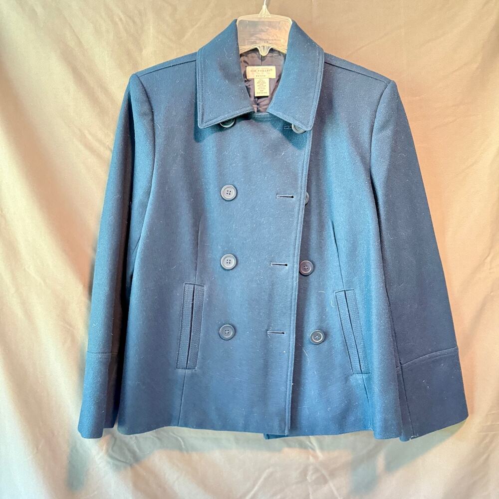 Kim Rogers Petite Wool Blend Blue Peacoat Jacket Women’s 14P Double Breasted